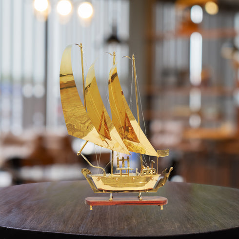 Brass Ship With Wooden Base Sheet 5.664kg